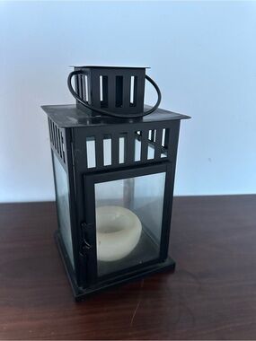 IKEA Black Metal Glass-Panel Lantern